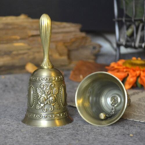 5.5x11.5cm Zinc alloy Rose Pattern Dinner Hotel Hand Bell Christmas gifts calls bell bar counter dining hall table bell