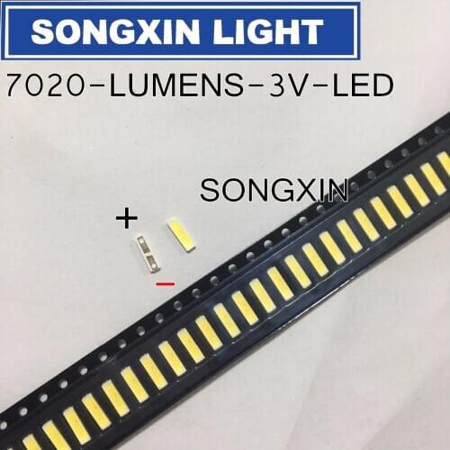 500PCS FOR LUMENS 7020 SMD LED Beads 3V 0.5W 150mA Cool white LCD Backlight for TV Application SANE7020P-0W-2074