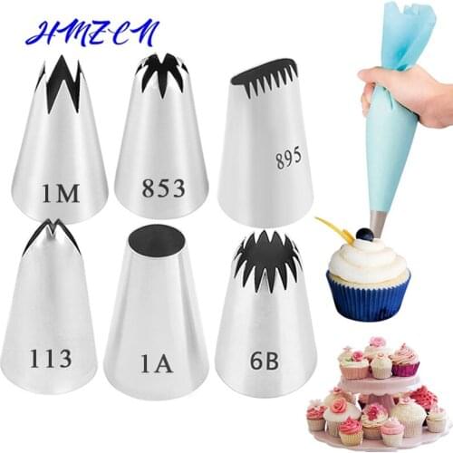 7PCS/Set 6 Stainless Steel Cake Nozzle DIY Cake Decorating Tips Fondant Pastry Tools + Silicone Icing Piping Cream Pastry Bag