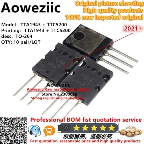 Aoweziic 10pair 2018+ 100% new imported original TTA1943 TTC5200 A1943 C5200 TO-264 high-power amplifier { Origin: Japan