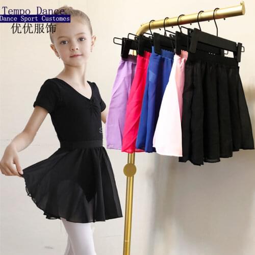 Girls Kids Ballet Skirt Sheer Chiffon Ballet Tutu Pink Kids Gymnastics Leotard Skirts Dance Skirt