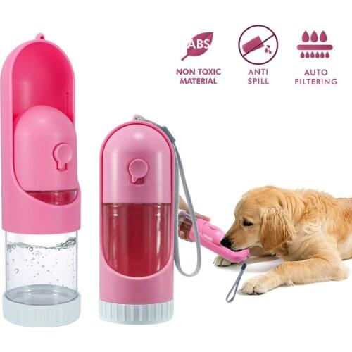 Dog Water Bottlele Telescopic With Ears One-Key Outlet Retractable Design Filtration System Wide Mouth Sink Lock Function 220ml