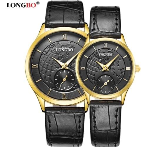 LONGBO Couple Lover Watches Women and Men Quartz Wristwatches Simple Leather Band Relojes Hombre relogios masculino