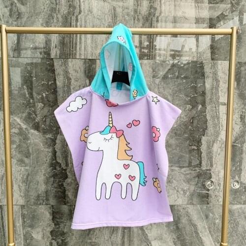 Unicorn Cartoon Hooded Bathrobes for Toddler Girls Newborn Wearable Blankets Beach Towel for Kids Children Nightgowns Clothing