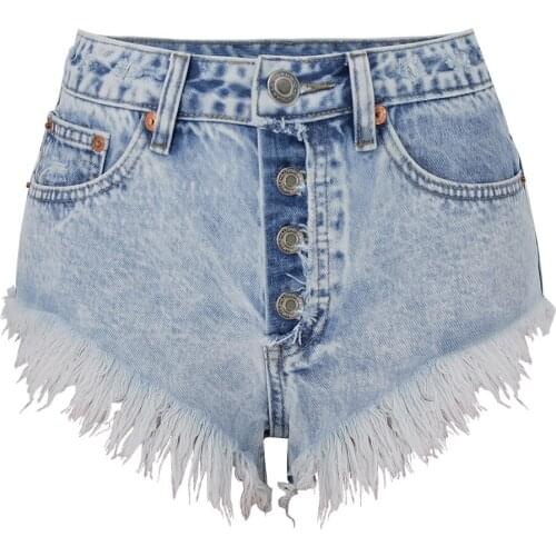 Summer Women Jeans Short Pants High Waist Ripped Hole Snow Washed Blue Denim Sexy Beach Hot Pants Autumn Female Streetwear C3064