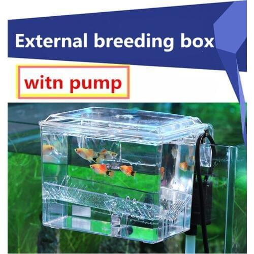 Aquarium filter wall rack hanging aquarium fish tank isolation box hatcher with water pump 3.2W External breeding box Incubator