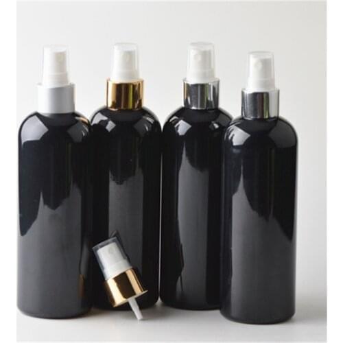 2ps/lot 300ml Black Plastic Spray Bottles with Fine Mist Sprayer Shampoo Shower Gel refillable bottle support logo printing