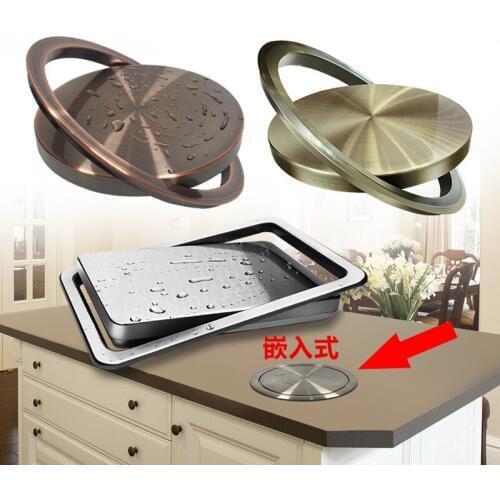 Stainless Steel Flush Recessed Built-in Balance Flap Lid Cover Trash Bin Garbage Can Kitchen Counter Top