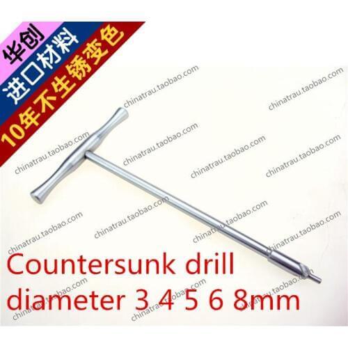 Medical orthopedics instrument bone screw head Countersunk drill T Handle bone drill bit Hide Round head Animal Veterinary PET