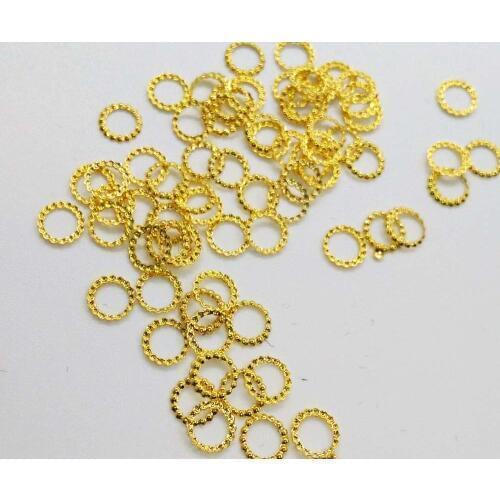 Nail Studs 100PCS/Bag DIY Nail Rivet Metallic Hollow Round Style Gold Plating Studs Rhinestones Fashion 3d Nail Art Decoration,Y