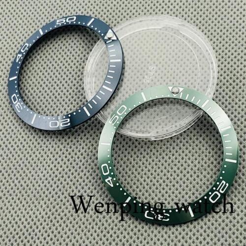 New 40mm high quality green/blue ceramic bezel Insert fit 43mm watch case mens watch bezel