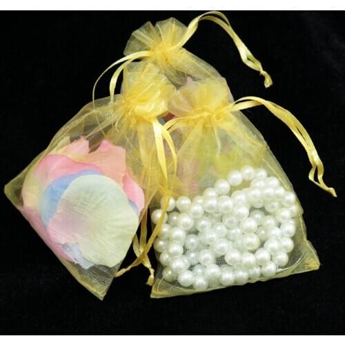 Wholesale Organza Bag 11x16cm,Wedding Jewelry Packaging Pouches,Nice Gift Bags,Gold,100pcs/lot