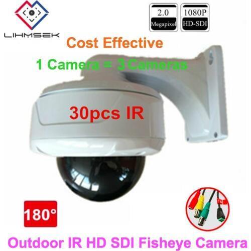 Lihmsek 1080P Full HD Panoramic HD SDI Camera 180 Degree Fisheye CCTV Camera 2.0 Mega Pixels HD-SDI Vandalproof Dome camera