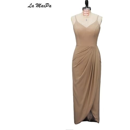 Sheath Fitted Champagne Bridesmaid Dress CMT153