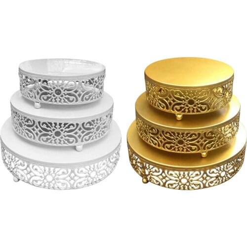 3-Piece Cake Stand Set Dessert Display Cupcake Stands For Pastry Wedding Dessert Table Decor Plate And Ironwork Snack