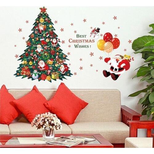 Christmas tree Santa Claus Wall Stickers Christmas decorations New Year Glass window stickers Home Decor Art Decals Wallpaper