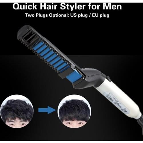 Hair brush Mens Quick Hair Styler Comb Curling Iron Volumize Flatten Side Straighten Massage Comb Hair Styling Tool