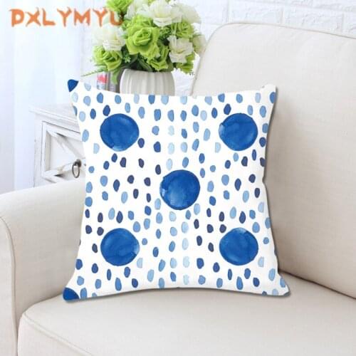 Blue Geometric Soft Cushion Cover 45x45 Pillow Case Dot Triangle Print Sofa Cushions Decorative Pillow Cover