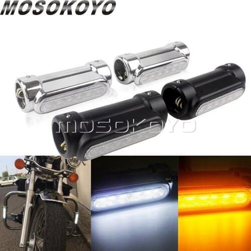Motorcycle LED Highway Engine Guards Driving Indicators For Harley Electra Glide 1.25'' Crash Bars Switchback Turn Signal Lights