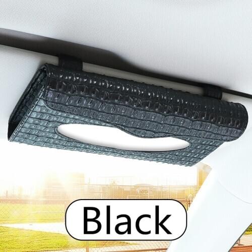 Car Interior Supplies Car Sun Visor PU Leather Tissue Box Auto Clip Holder Paper Napkin Accessories