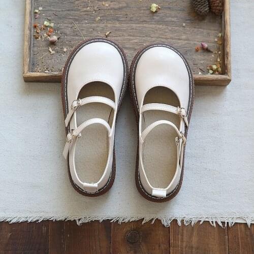 Apanzu Uniform shoes Mori Girl Literary Small Fresh Leather Shoes JShallow Mouth Flat Casual Shoes Japanese JK Retro Single Shoe