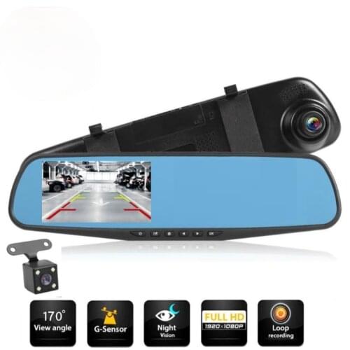 HD 1080P Car Dvrs Video Recorder Dash Cam Full 4 Inch Mirror Cam Car Dvr Camera Loop Recording 64G Memory Card Video Recorders