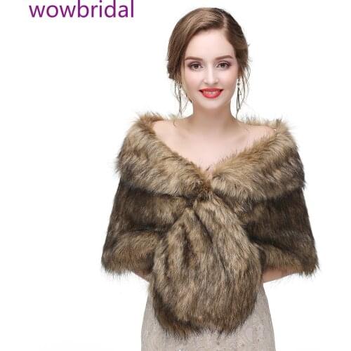 WOWBRIDAL Warm Faux Fur Winter Bridal Cape Wedding Cloaks Party Wraps Jacket Wrap Boleros De Encaje Boleros De Mujer
