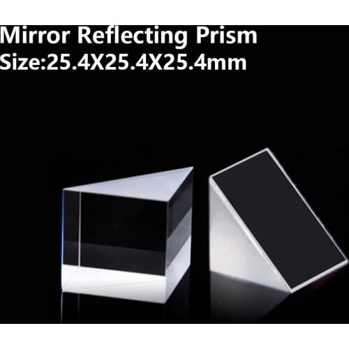 Mirror Reflecting prism Isosceles right angle optical glass visual angle Detection prism Reflecting slope 90° 25.4x25.4x25.4mm
