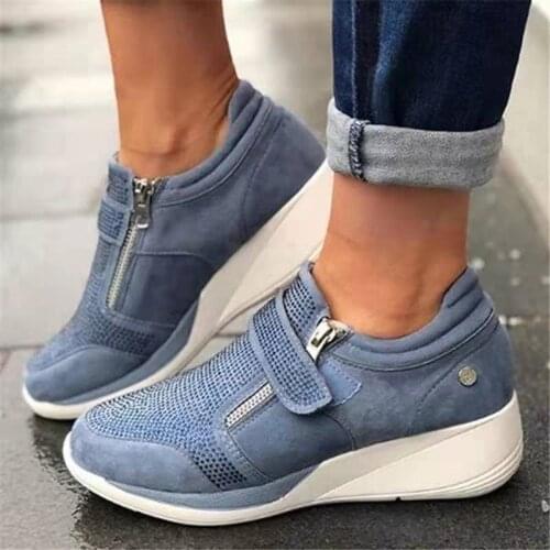 Women Sneakers Wedges Shoes Thick Sole Height Increasing Platform Vulcanized Ladies Loafers Rubber Zapatos De Mujer