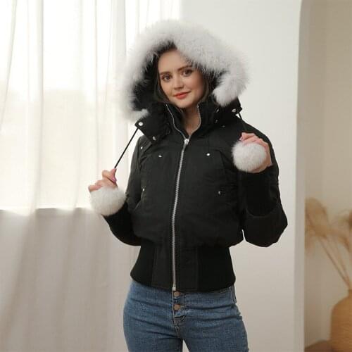 Vogue New Winter Jacket Women 90% White Duck Down Coat Real Natural Fox Fur Collar Hooded Warm Outerwear Streetwear Fashion