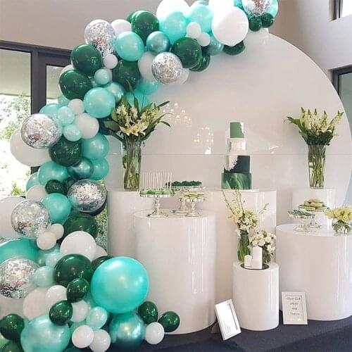 114pcs Turquoise Balloons Garland Arch Kit Tiffany Blue White Metallic Latex Balloons Bridal Shower Wedding Birthday Decoration