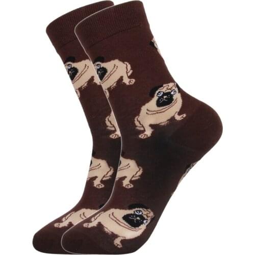 2021 new casual fashion High Quality mens cotton socks Crazy Combed Happy funny dog Cotton Long tube woman Sock Christmas Gift