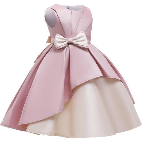 2021 Girl Dreeses Elegante Princess Dress With Bow Kids Girl Ball Gown Birthday Wedding Dress Girl Party Dress Clothes
