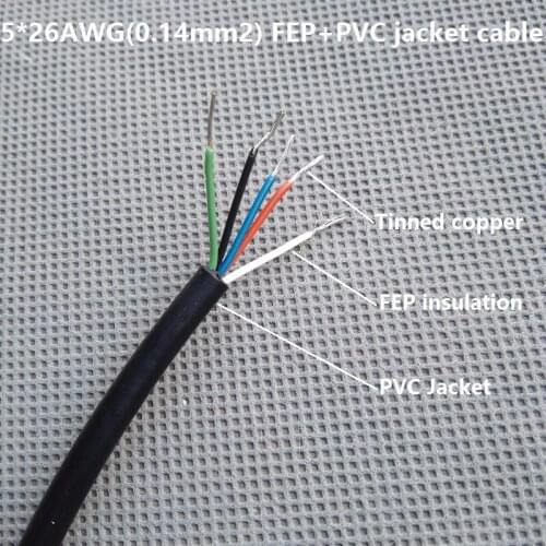 5*26AWG(0.14mm2) black power cord electric cable for Lighting lamps electrical wire pendant light Internal Wiring of Appliances