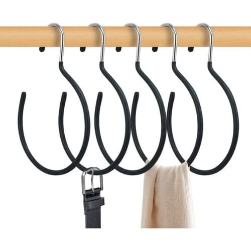 5Pcs Hanging Hooks Non-Slip Space-Saving Scarf Ring Hanger Belt Rack Steel Hooks Closet Accessories Organizer Storage Holders