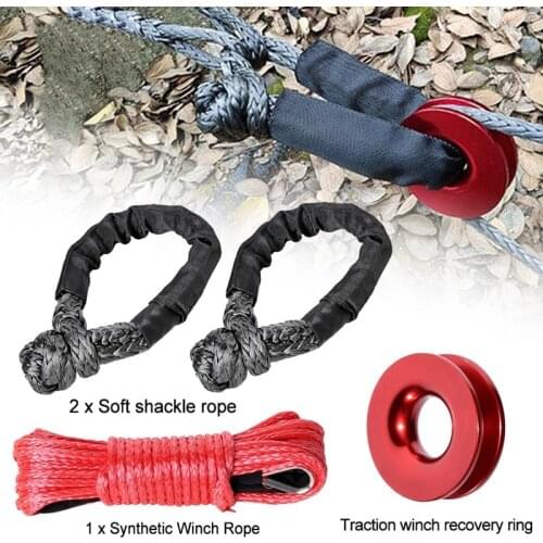 Car Synthetic Soft Shackle Trailer Pull Rope Winch Line Cable Rope Snatch Recovery Ring for ATV UTV SUV