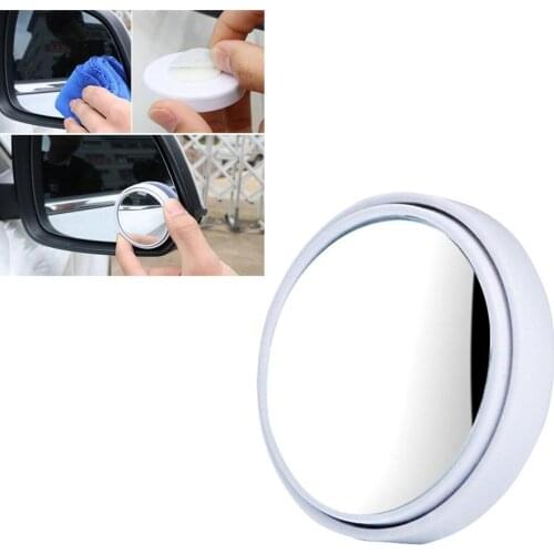 Car small round mirror 360 degree adjustable rearview mirror blind spot super clear auxiliary reversing wide angle reflective