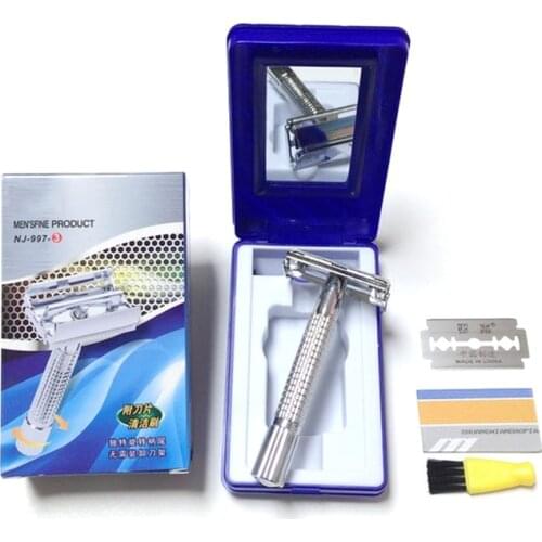 Safety Men Razor Shaving Set Adjustable Safety Double Edge Classic Safety Razor Replacement Razor Straight Razor Cleaning Brush