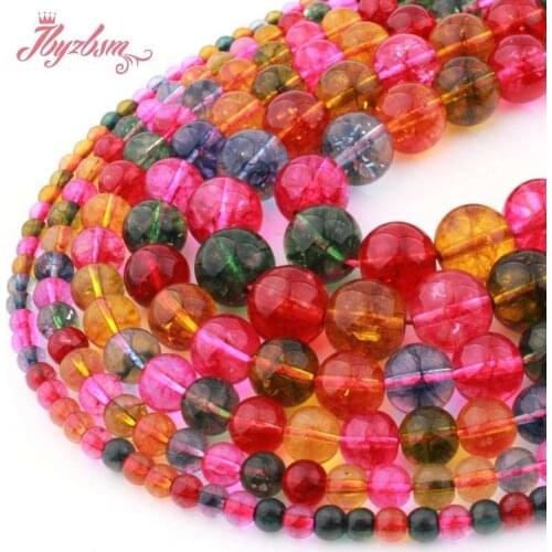 High Quality Natural Multicolor Quartz Round Loose 4/6/8/10mm Stone Beads For DIY Necklace Bracelets Jewelry Making Strand 15"