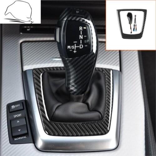 For BMW 1 Series E81 E82 E84 E87 E88 Z4 E89 23i 30i Gear Head Car Automatic LED Gear Shift Knob Carbon Fiber Gear Box Surround