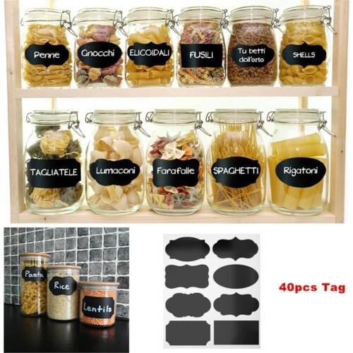 40pcs Waterproof Chalkboard Blackboard Chalk Board Stickers Craft Kitchen Jar Labels Tags sticker for Bottle Graffiti Label