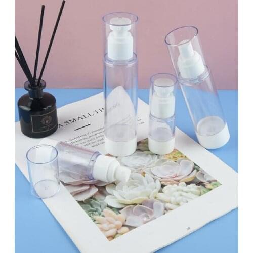 100ML airless bottle clear body with white pump sprayer used for lotion/serum/emulsion/foundation/toner/water cosmetic packing