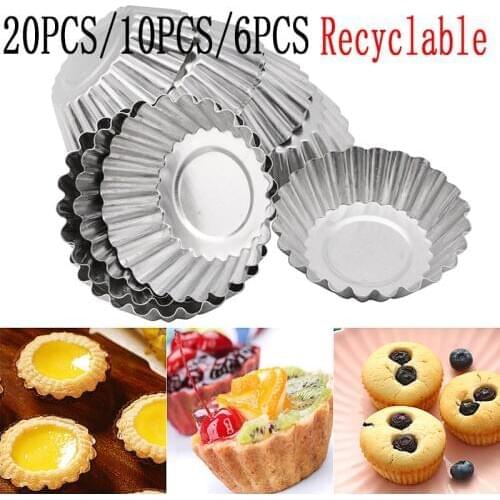 20pcs/10pcs/6pcs Egg Tart Mold Aluminum Chrysanthemum thick egg tart Cake Decorating Tools Baking reusable for baking tool