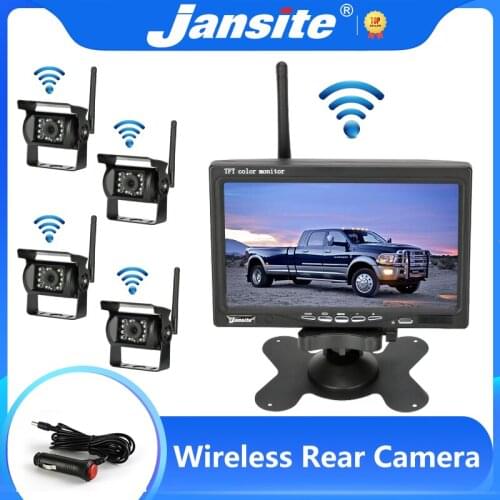 Jansite 7 inch Wireless Rear View Camera with Monitor Reverse Camera for Truck Reversing Car Display 12-24V Night Vision
