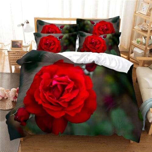 Red Flowers Bedding Set Fashion 3d Duvet Cover Set Comforter Bed Linen Twin Queen King Single Size Dropshipping Scenery Elegant