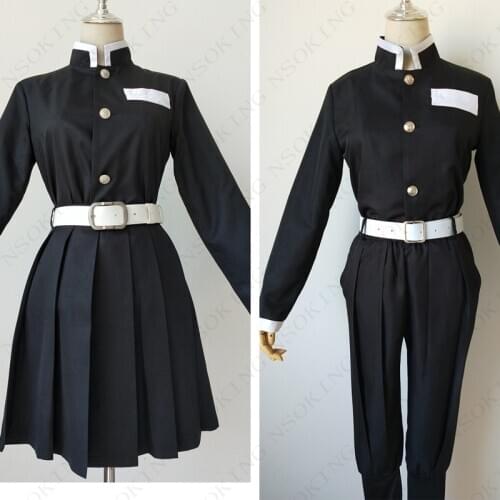 Anime Demon Slayer: Kimetsu no Yaiba Kisatsutai team uniform Agatsuma Zenitsu Tsuyuri Kanawo Cosplay Costume custom-made