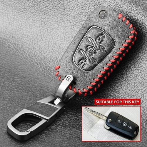 Leather Car Key Case Cover For KIA Rio 3 Picanto Ceed Cerato Sportage K2 K3 K5 Soul For Hyundai Key Case For Car Remote Key Fob
