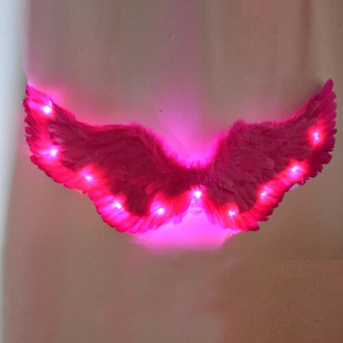 Rose Red Pink LED Glow Light Angel Feather Wing Fairy Wings Props Wedding Birthday Gift Hen Party Christmas Xmas Halloween