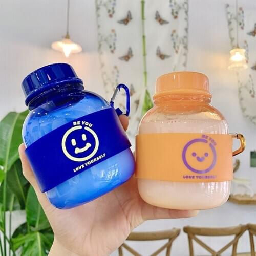 Creative Plastic Water Cup Portable Handle Solid Color Sport Small Capacity Water Cup with Cute Cups Water Bottle 350ML
