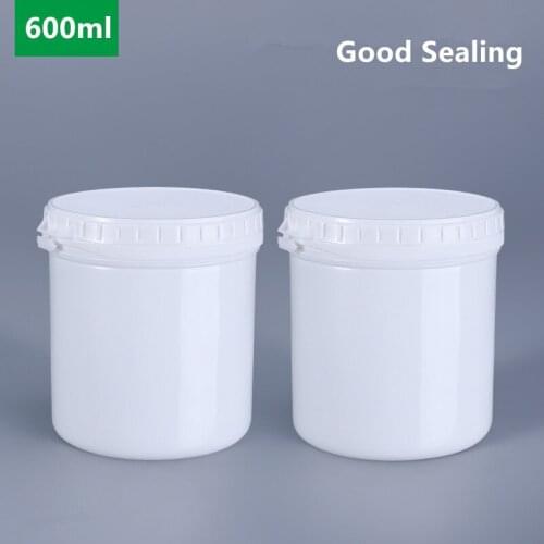 10PCS 600ml Round Plastic Jar with Inner Cover Refillable Storage Container for Food Cream Powder Storage Container